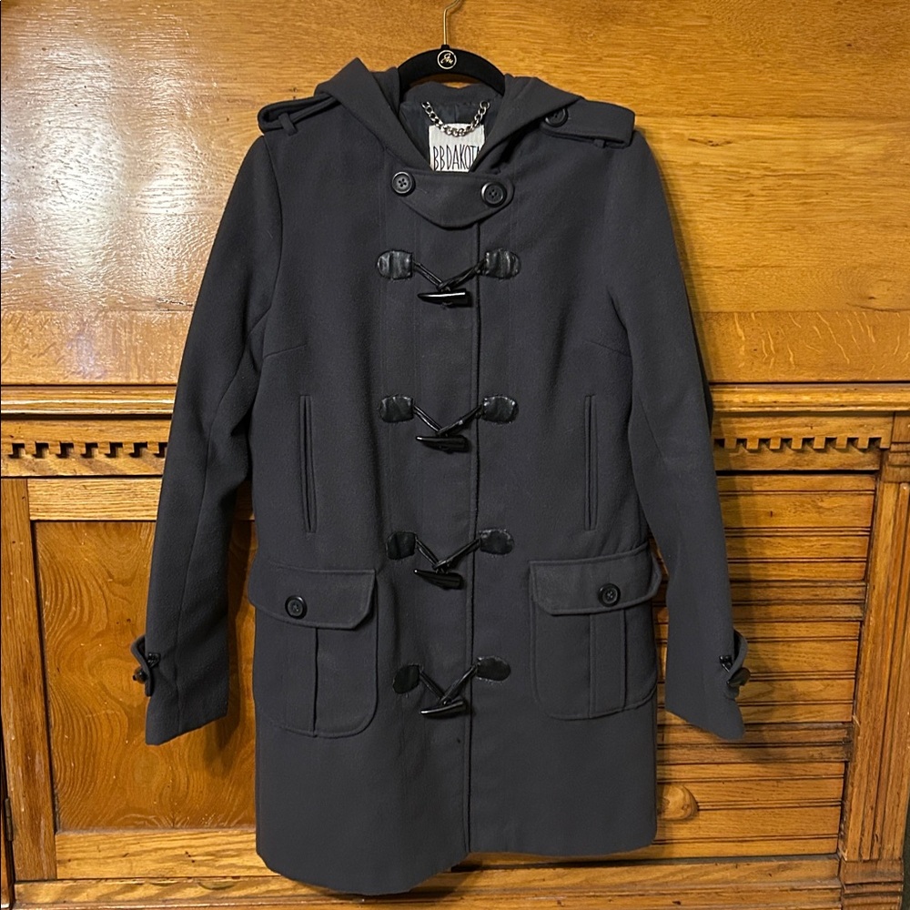 BB Dakota‎ Gray Hooded Duffle Coat with Toggle Closures